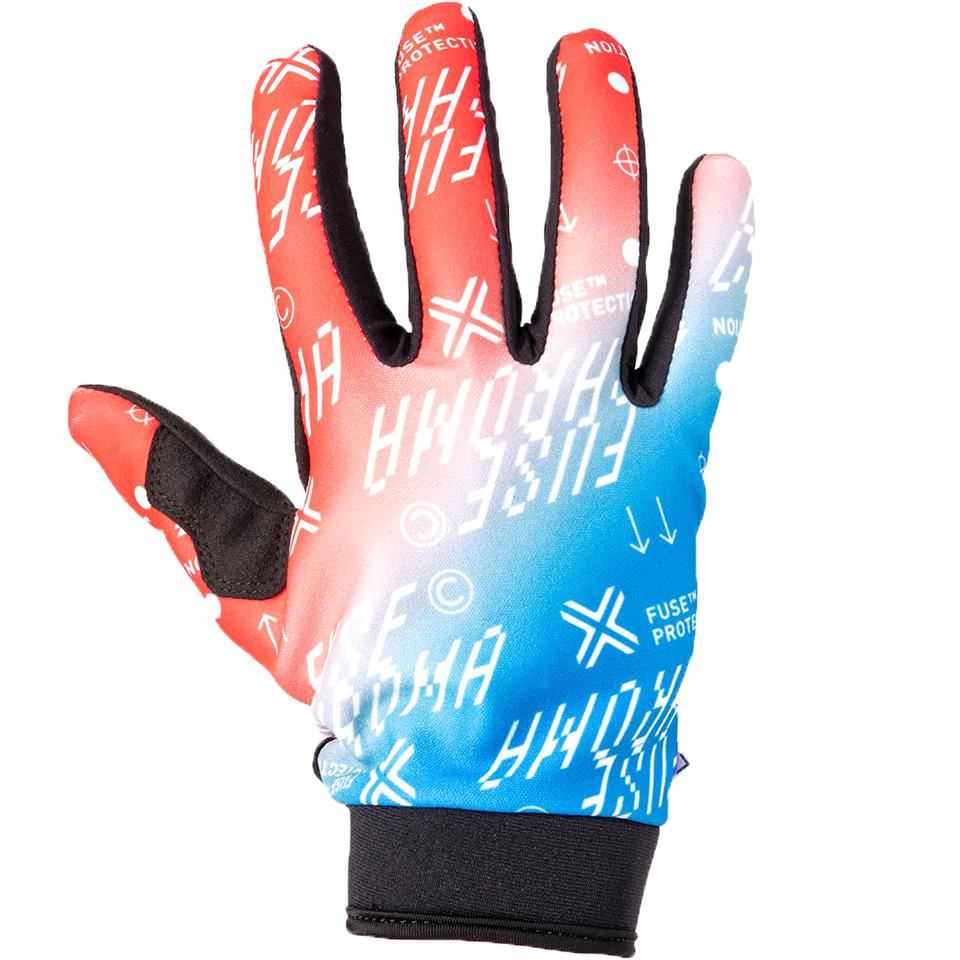 An image of Fuse Chroma Alias Gloves - Red/Blue Fade Small BMX Gloves