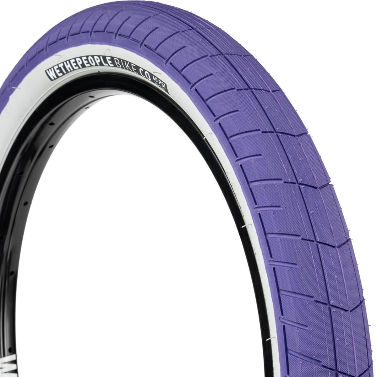 An image of Wethepeople 60 PSI Activate Tyre Purple With Grey Sidewall / 2.35" BMX Tyres