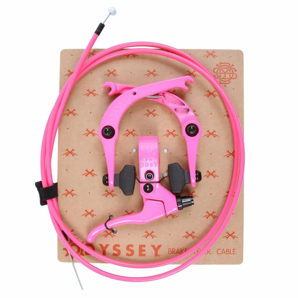 An image of Odyssey Springfield Brake Kit Hot Pink BMX Brake Kits