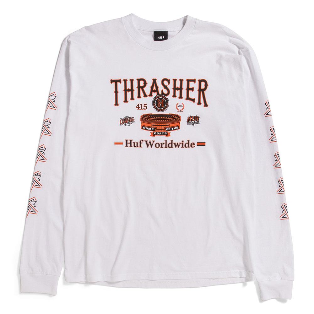 HUF X Thrasher Monteray Long Sleeve T-Shirt - White Medium
