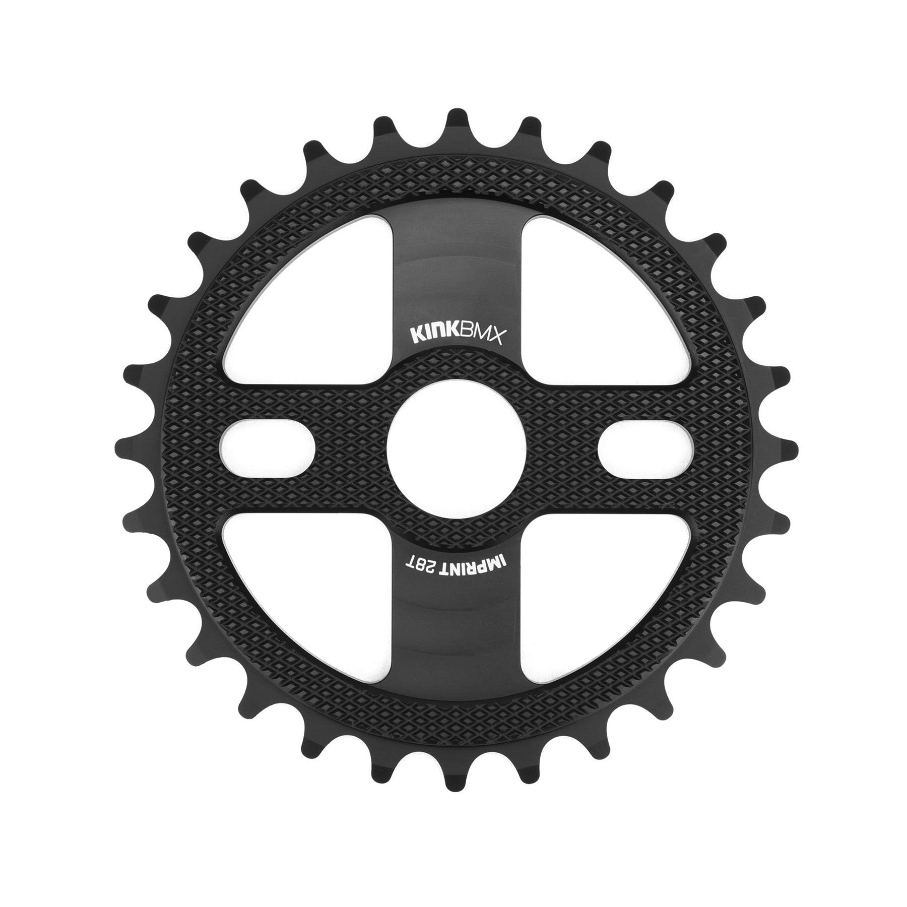 An image of Kink Imprint Sprocket Matte Black / 28T BMX Sprockets