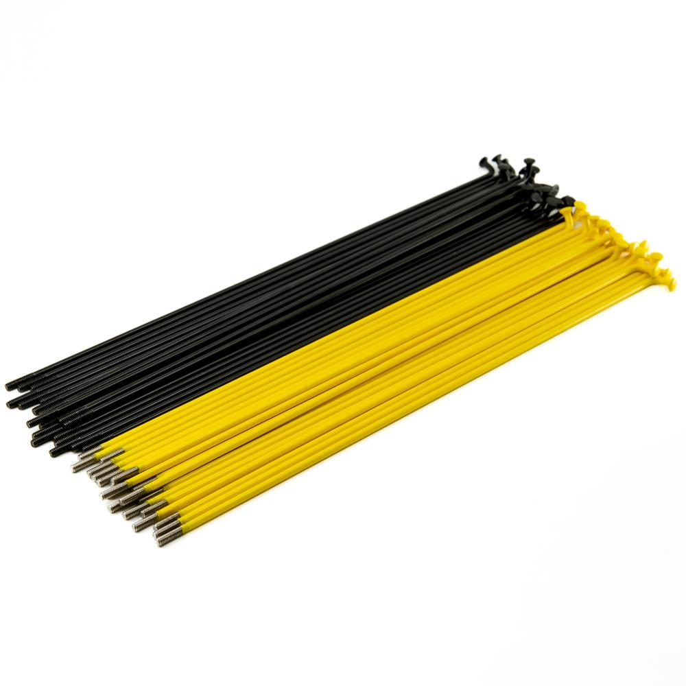 Source Stainless Spokes (40 Pack) - Black/Yellow 186mm