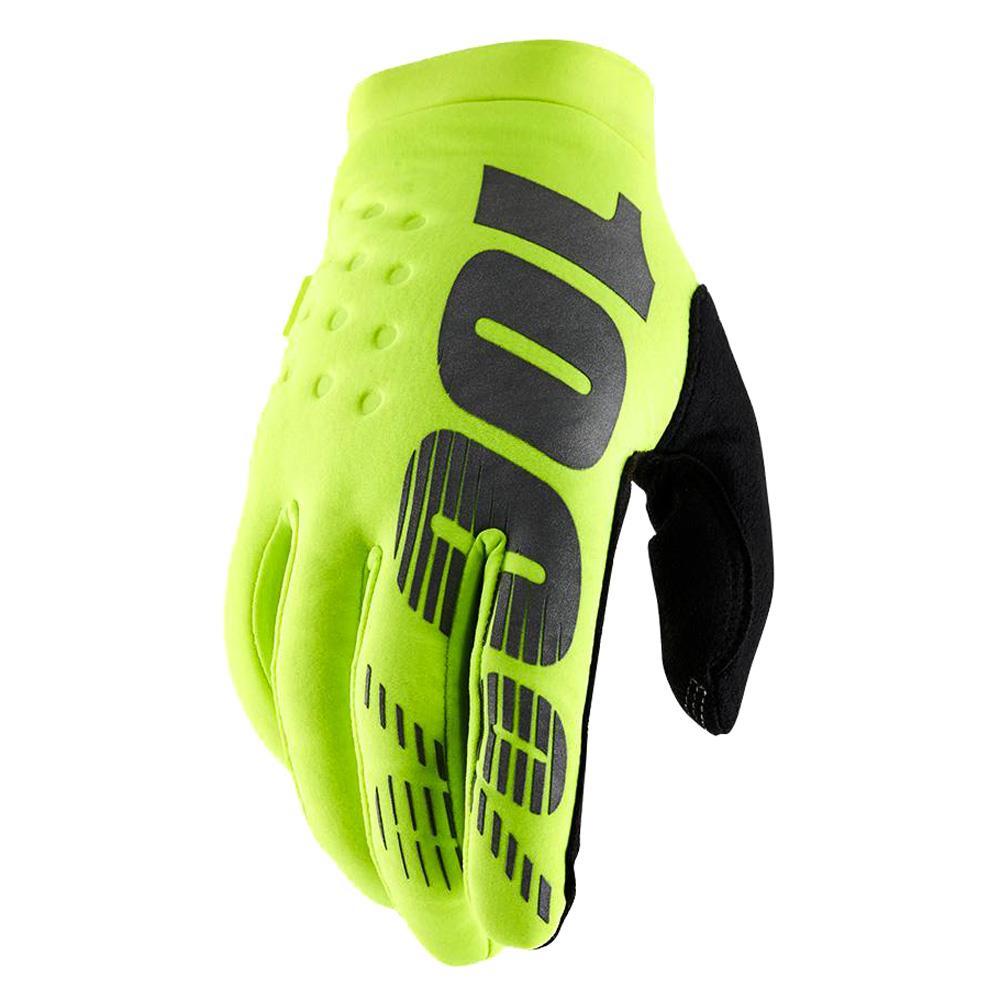 100% Brisker Race Gloves - Fluo Yellow Medium