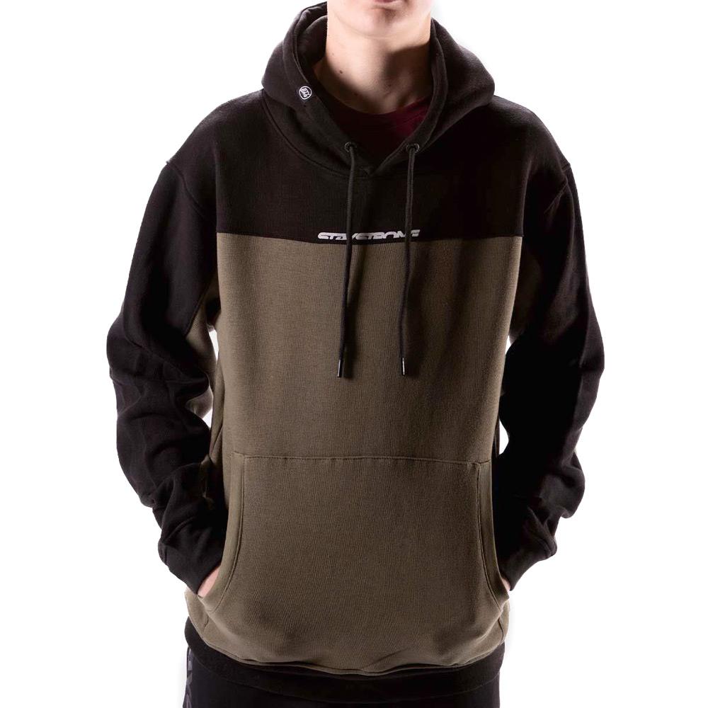 Stay Strong Cut Off Hoodie - Black/Olive Medium