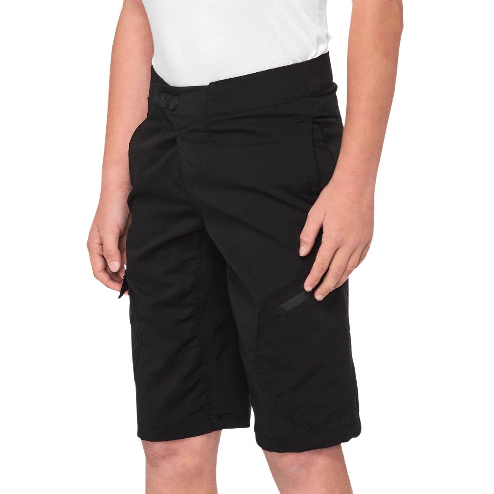 An image of 100% Ridecamp Youth Race Shorts - Black 24" Shorts