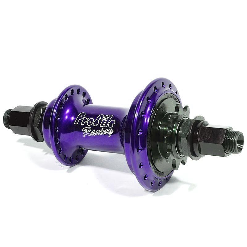 An image of Profile Elite Rear Male Cassette Hub - LHD Purple / LHD BMX Rear Hubs