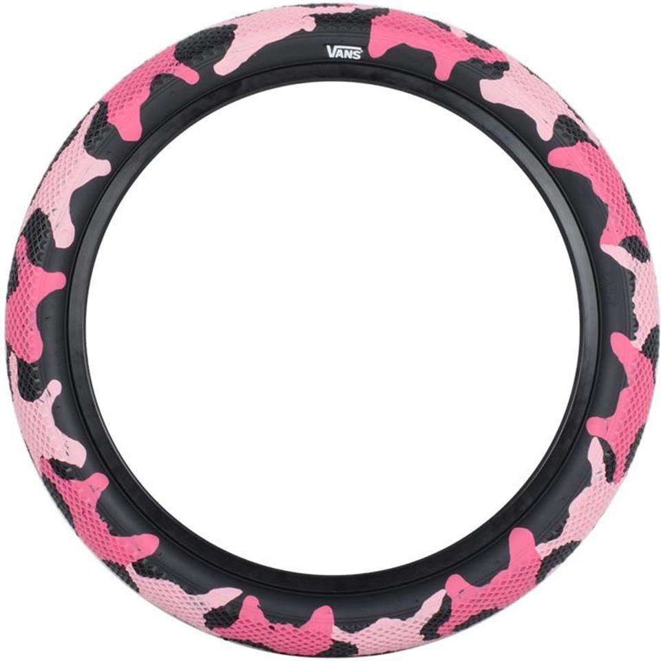 An image of Cult X Vans 29" Tyre Pink Camo With Black Sidewall / 29x2.1" BMX Tyres