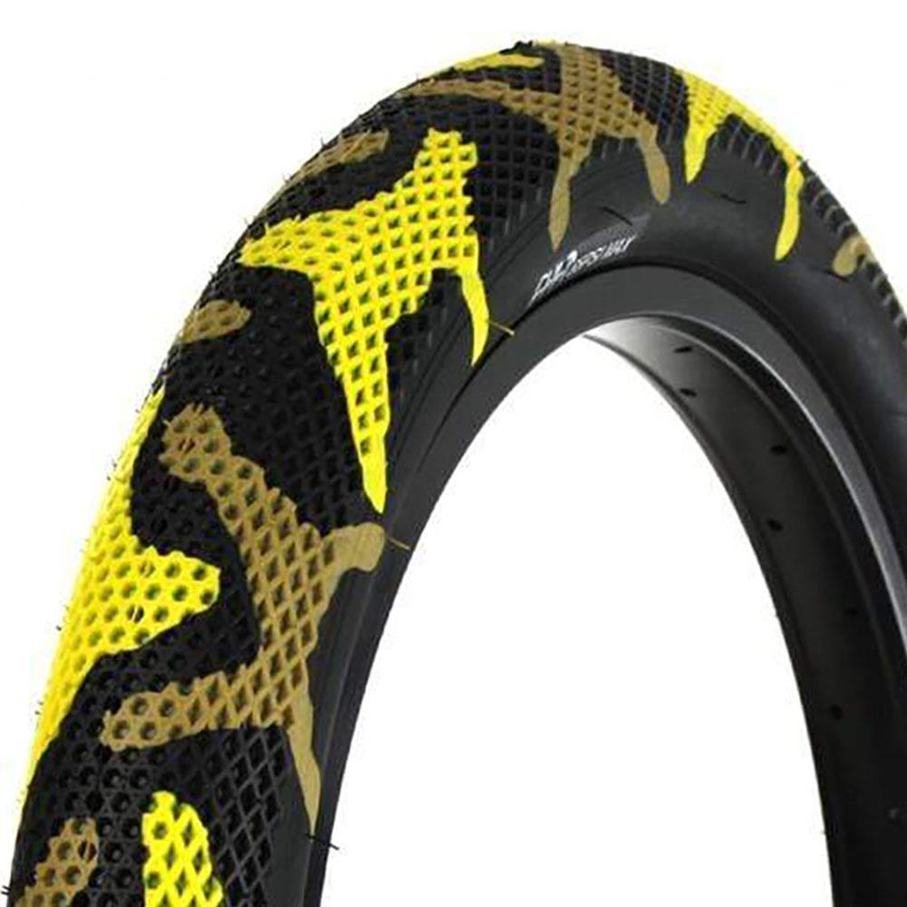 An image of Cult X Vans 29" Tyre Yellow Camo With Black Sidewall / 29x2.1" BMX Tyres