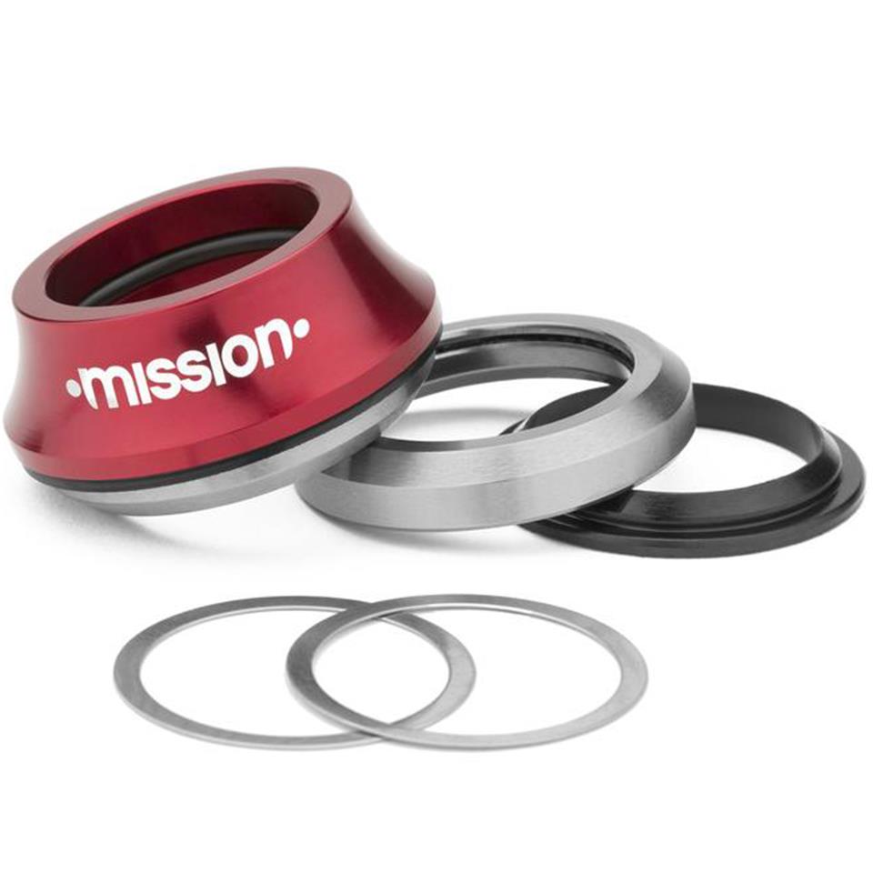 An image of Mission Turret Integrated Headset Red BMX Headsets