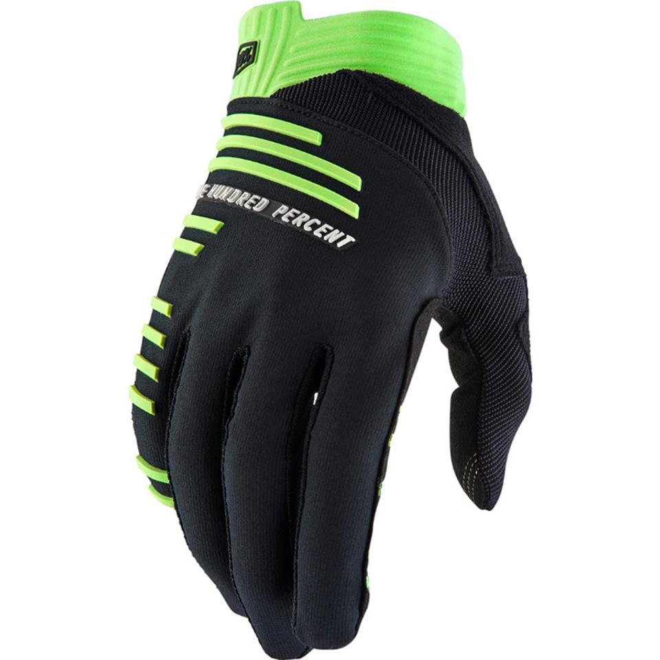 An image of 100% R-Core Race Gloves - Black/Lime X Large BMX Gloves