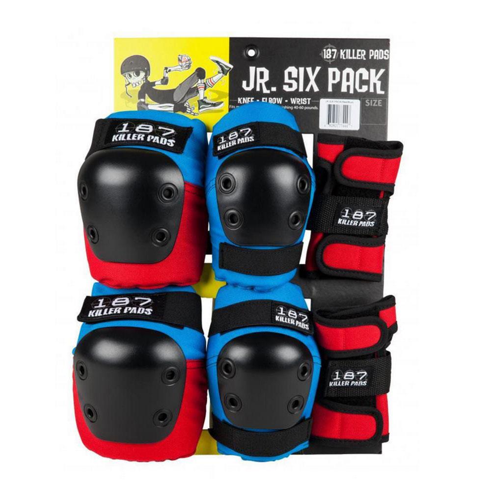 An image of 187 Killer Pads Jr. Six Pack Set - Red/White/Blue BMX Pads