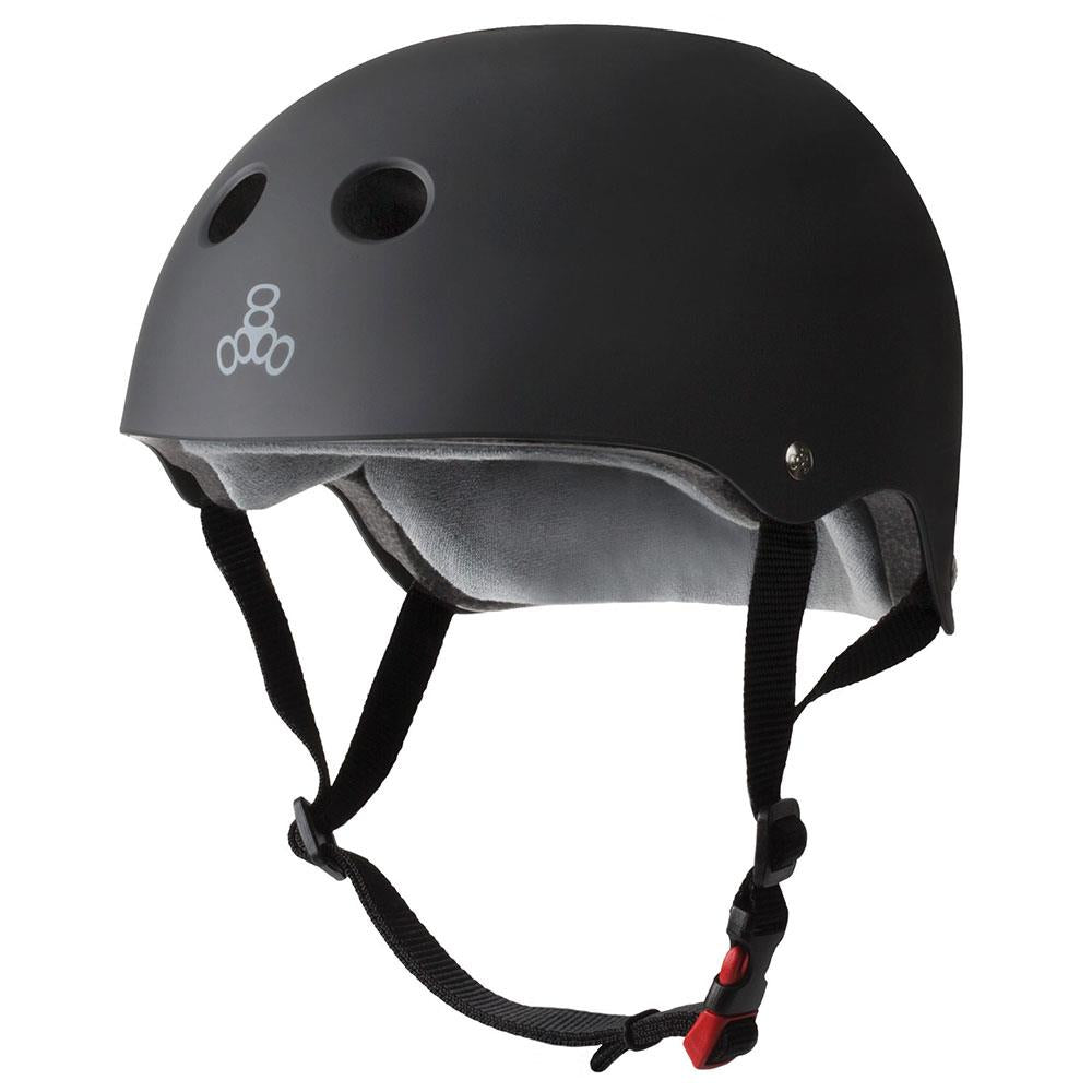 An image of Triple8 Helmet - Sweatsaver Cert - Rubber Black Small/Medium Helmets