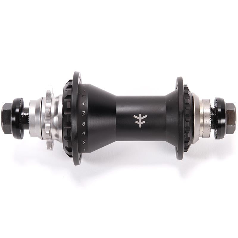 An image of Fly Magneto Female Rear Cassette Hub - LHD Flat Black / CrMo Axle/9t/LHD BMX Rea...