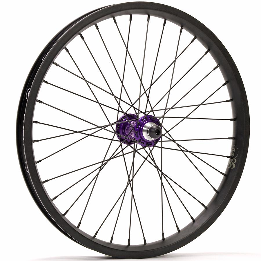 Profile Mini / Cinema 888 / Titanium Spokes Front Custom Wheel Purple Hub with Black Rim