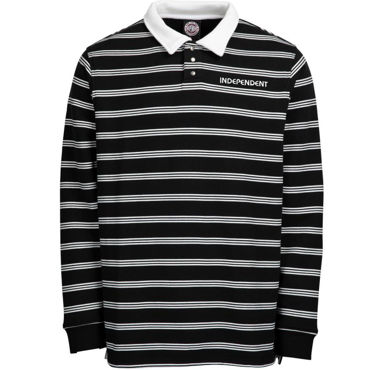 Independent Crew Bauhaus Stripe Polo Crew - Black Stripe Medium