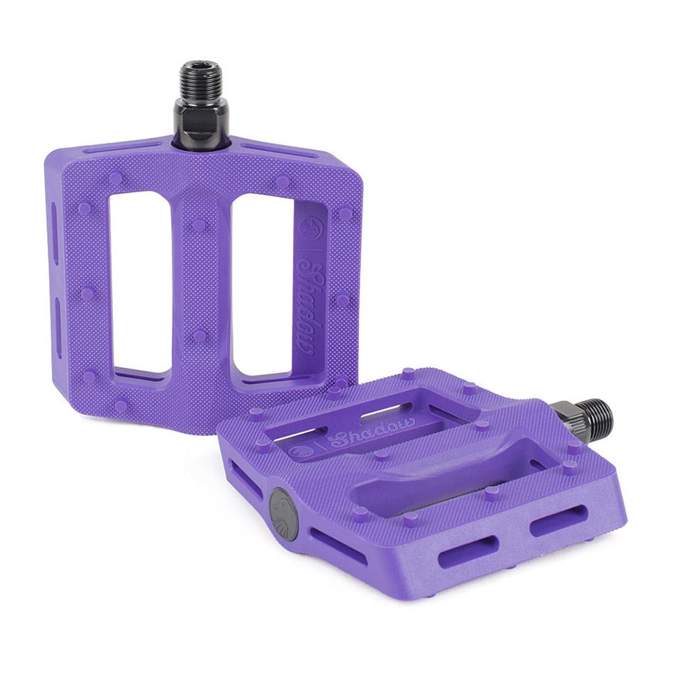 An image of Shadow Surface Plastic Pedals Skelator Purple BMX Pedals