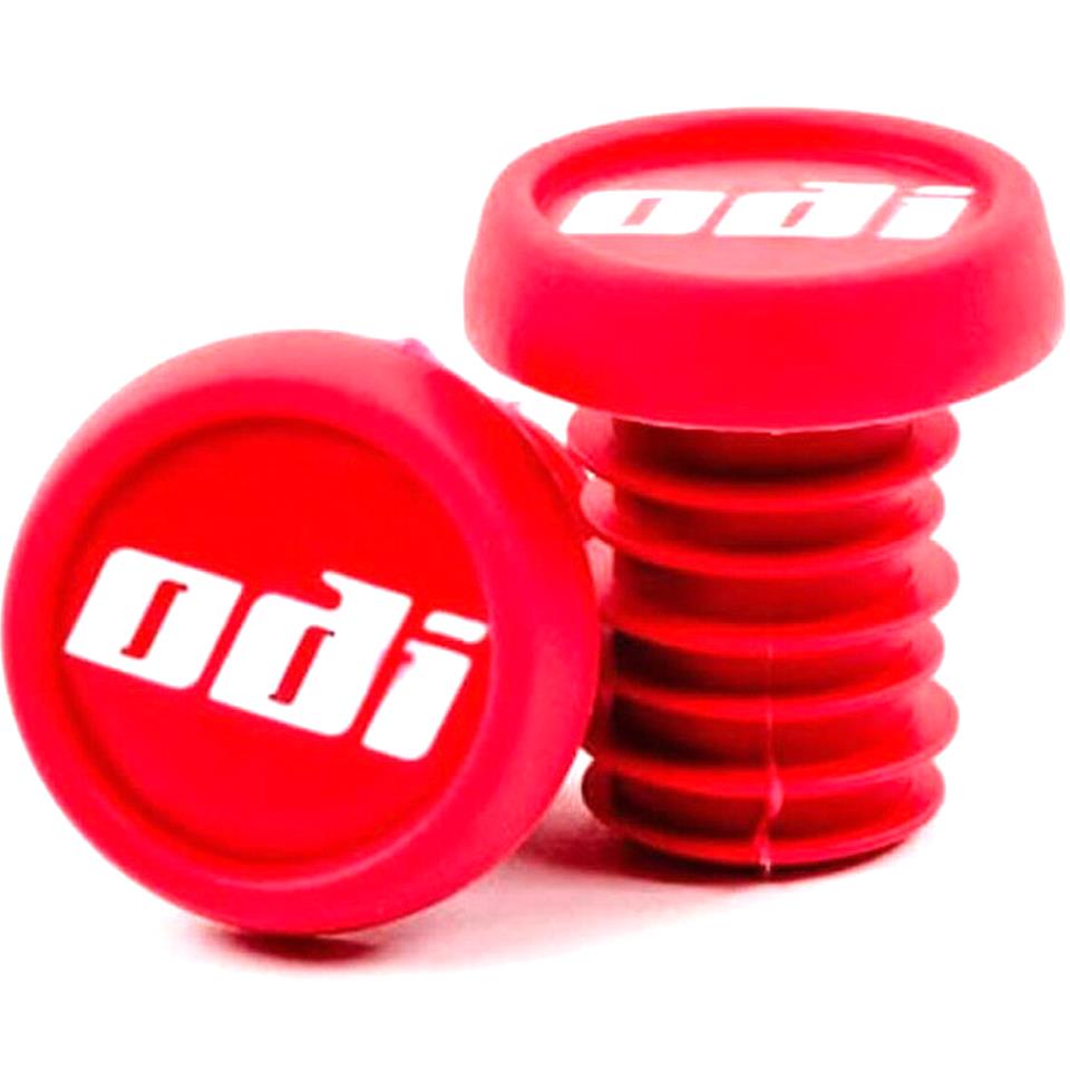 An image of ODI Nylon Push In Plugs Red BMX Bar Ends
