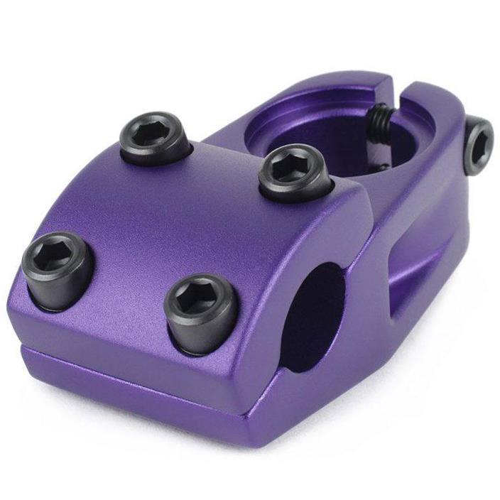 An image of Shadow Treymone Top Load Stem Skelator Purple BMX Stems