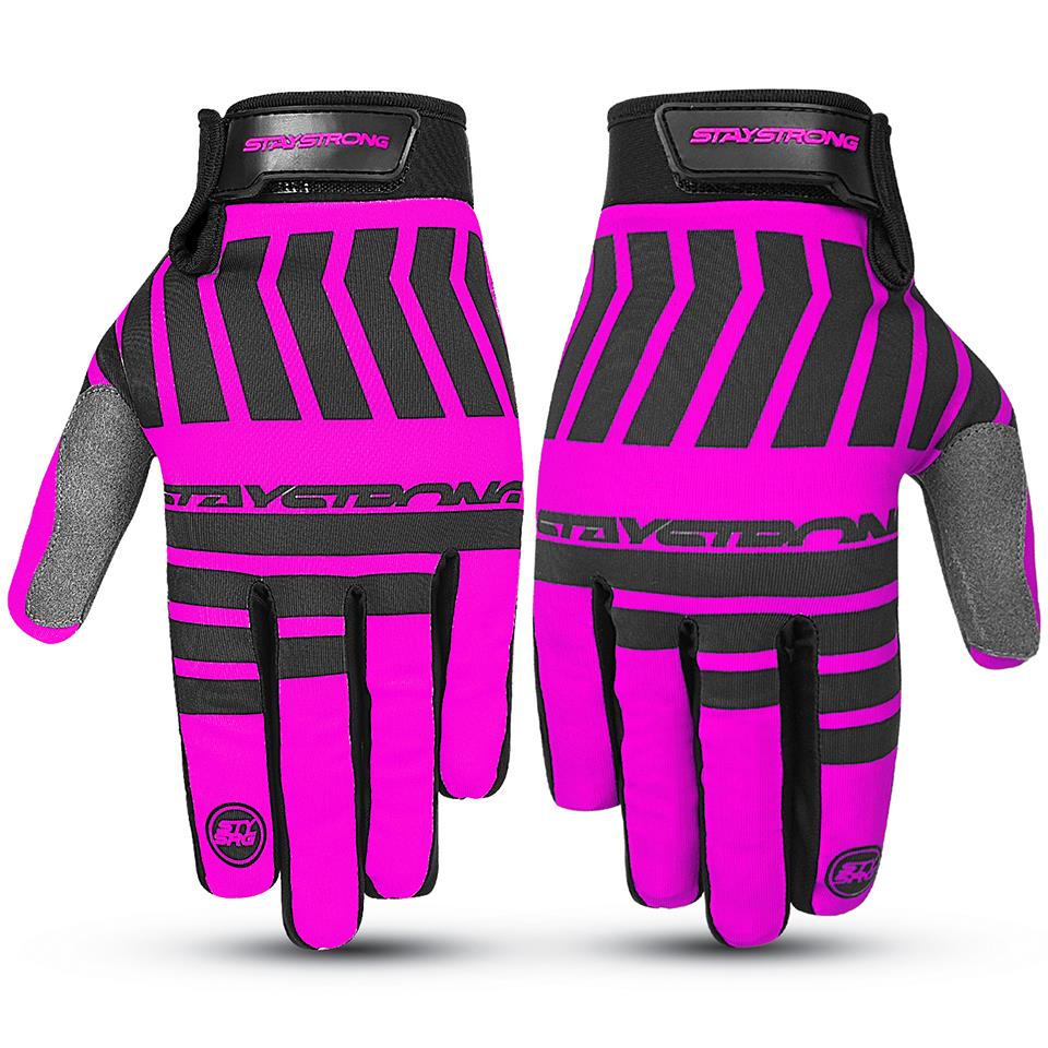 An image of Stay Strong Chev Stripe Gloves - Pink X Large BMX Gloves