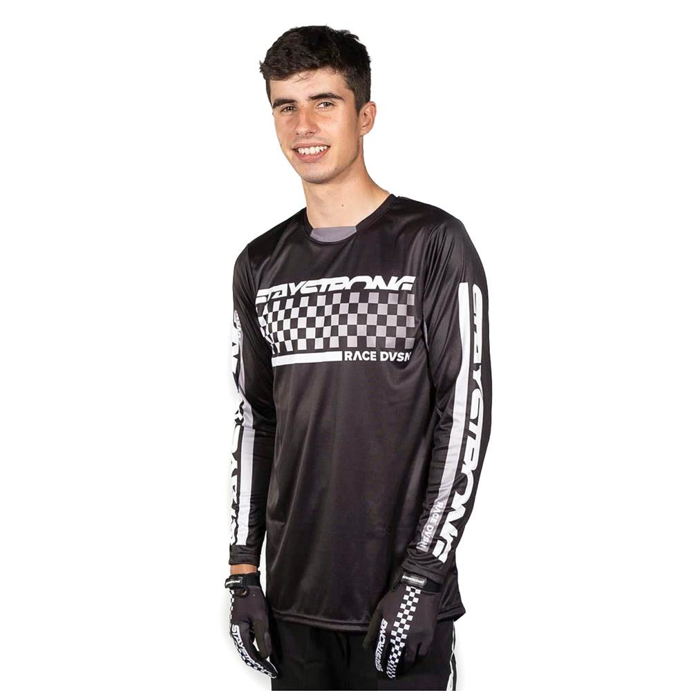 Stay Strong Checker Race Jersey - Black XX Large