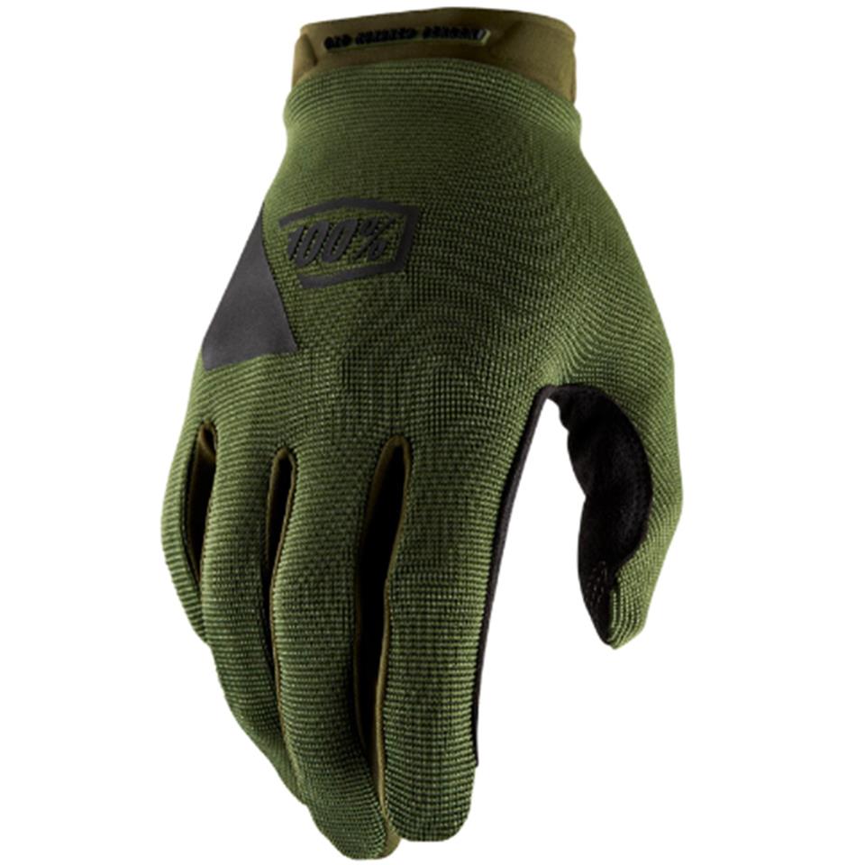 100% Ridecamp Race Gloves - Army Green/Black Small