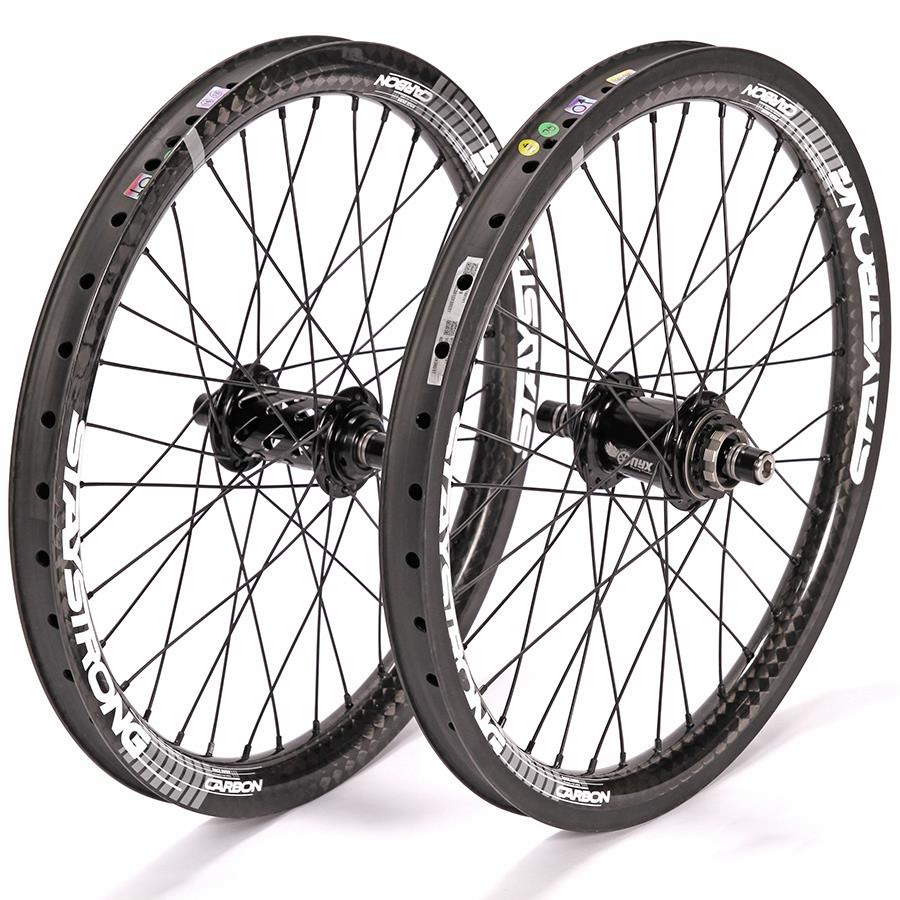 An image of Onyx BMX Ultra HG / Stay Strong Carbon V3 Pro 1.75 Custom Race Wheelset Instant ...