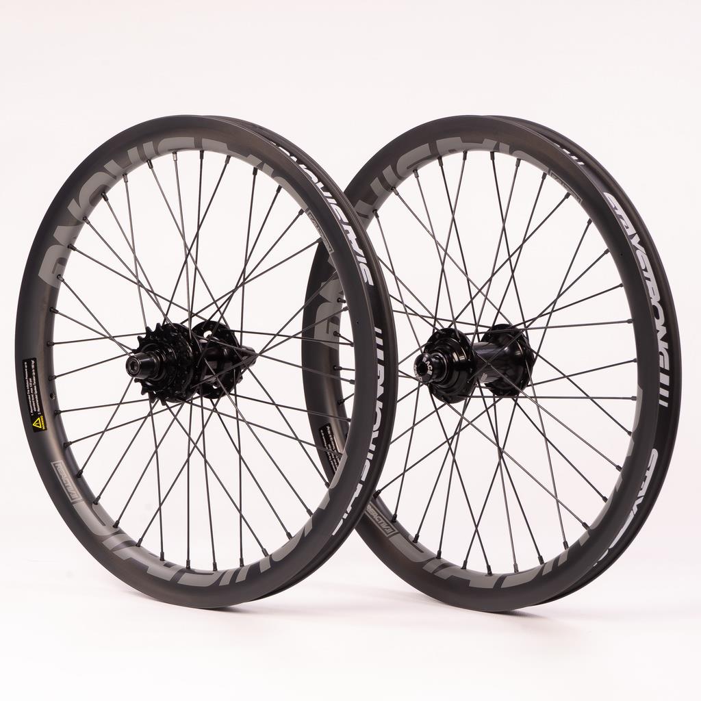 An image of Stay Strong Carbon Reactiv 2 20" Disc Race Wheelset - Carbon/ 1.75" Stock Rear W...