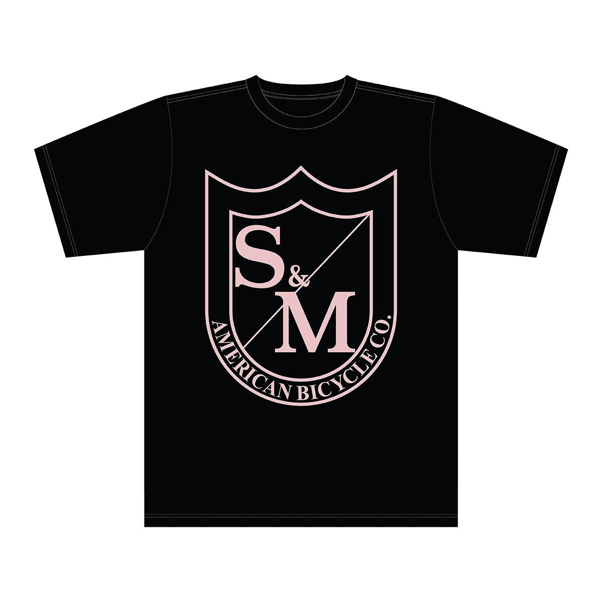 S&M Big Shield T-Shirt - Pink On Black Large