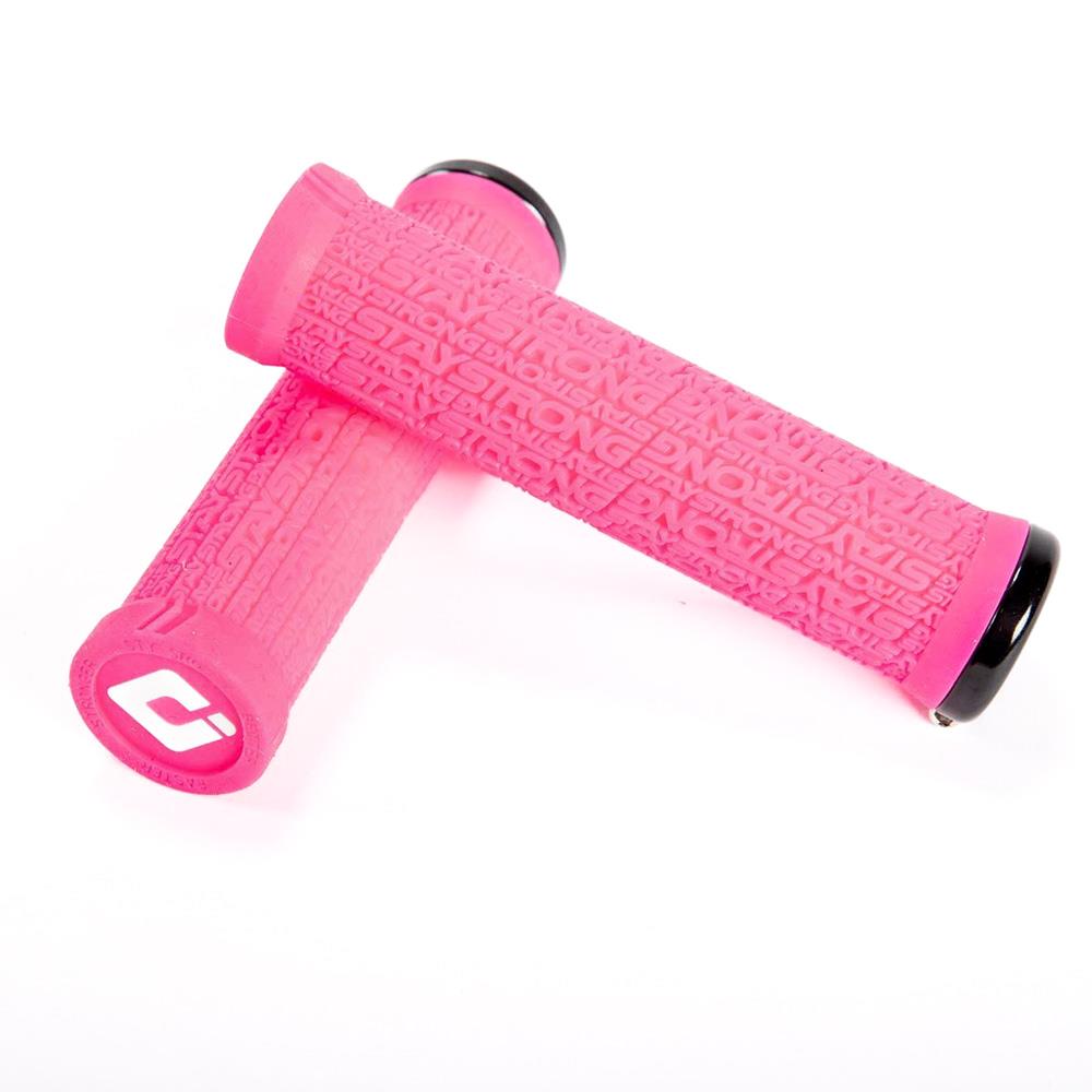 An image of Stay Strong x ODI Reactiv Lock-On Grips Hot Pink / 135mm BMX Grips