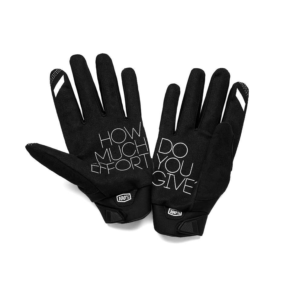 100% Brisker Race Gloves - Black/Grey XX Large