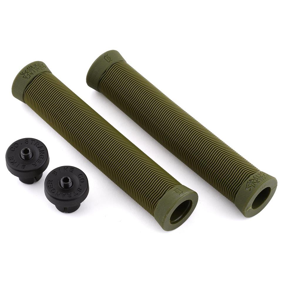 An image of Stranger Piston Supersoft Grips Olive BMX Grips