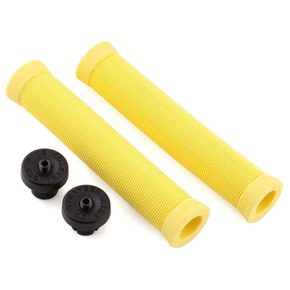 An image of Stranger Piston Supersoft Grips Yellow BMX Grips