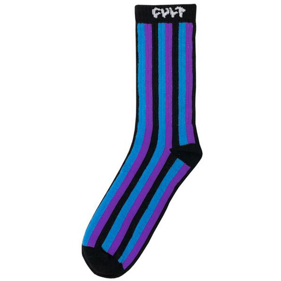 Cult Vertical Stripe Crew Socks - Blue/Purple