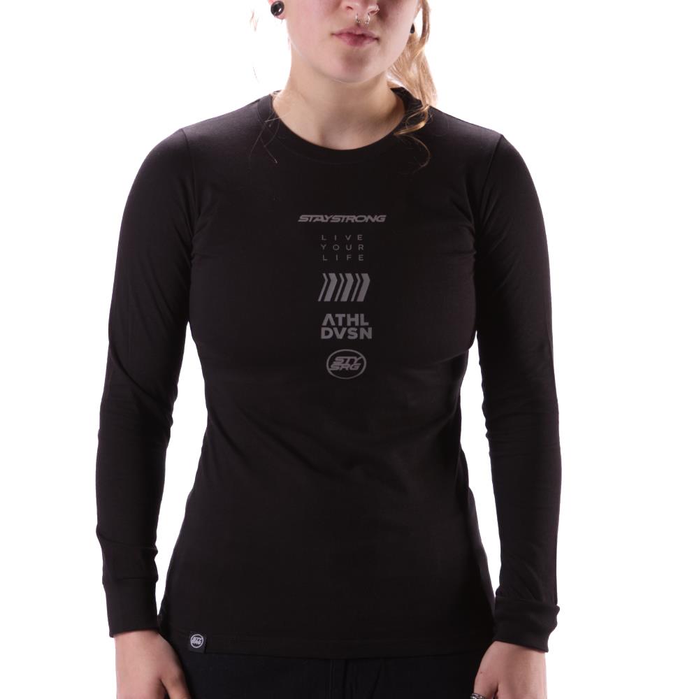 Stay Strong Multi Ladies Long Sleeve T-Shirt - Black Large