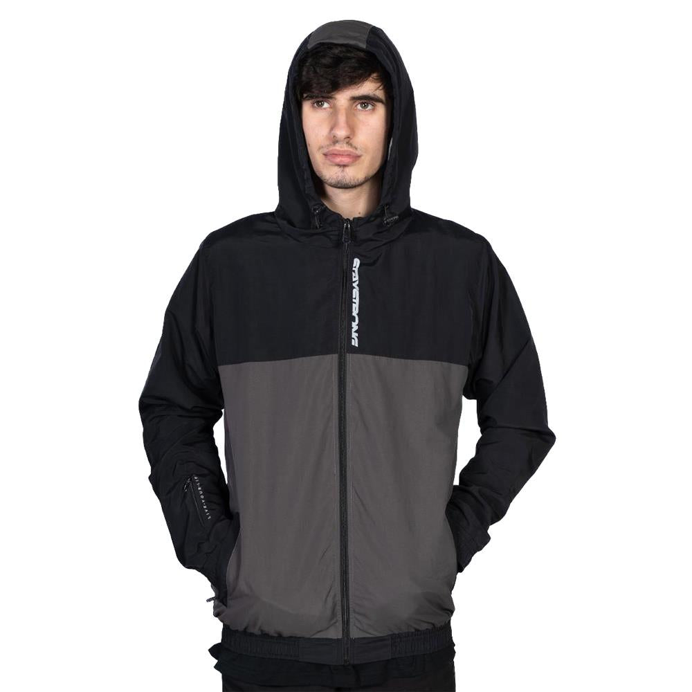 Stay Strong Cut Off Vertical Full Zip Jacket - Black/Grey Small