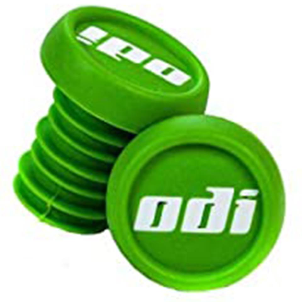An image of ODI Nylon Push In Plugs Green BMX Bar Ends