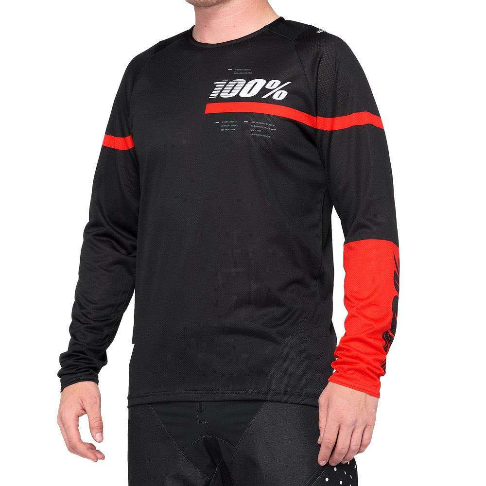 An image of 100% R-Core Race Jersey - Black/Red Large Race Tops