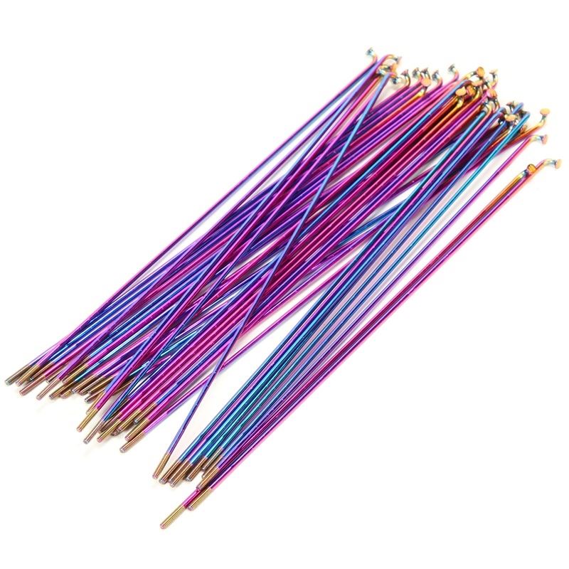 An image of Source Titanium Rainbow Spokes Rainbow / Ti 188mm Single Spoke BMX Spokes