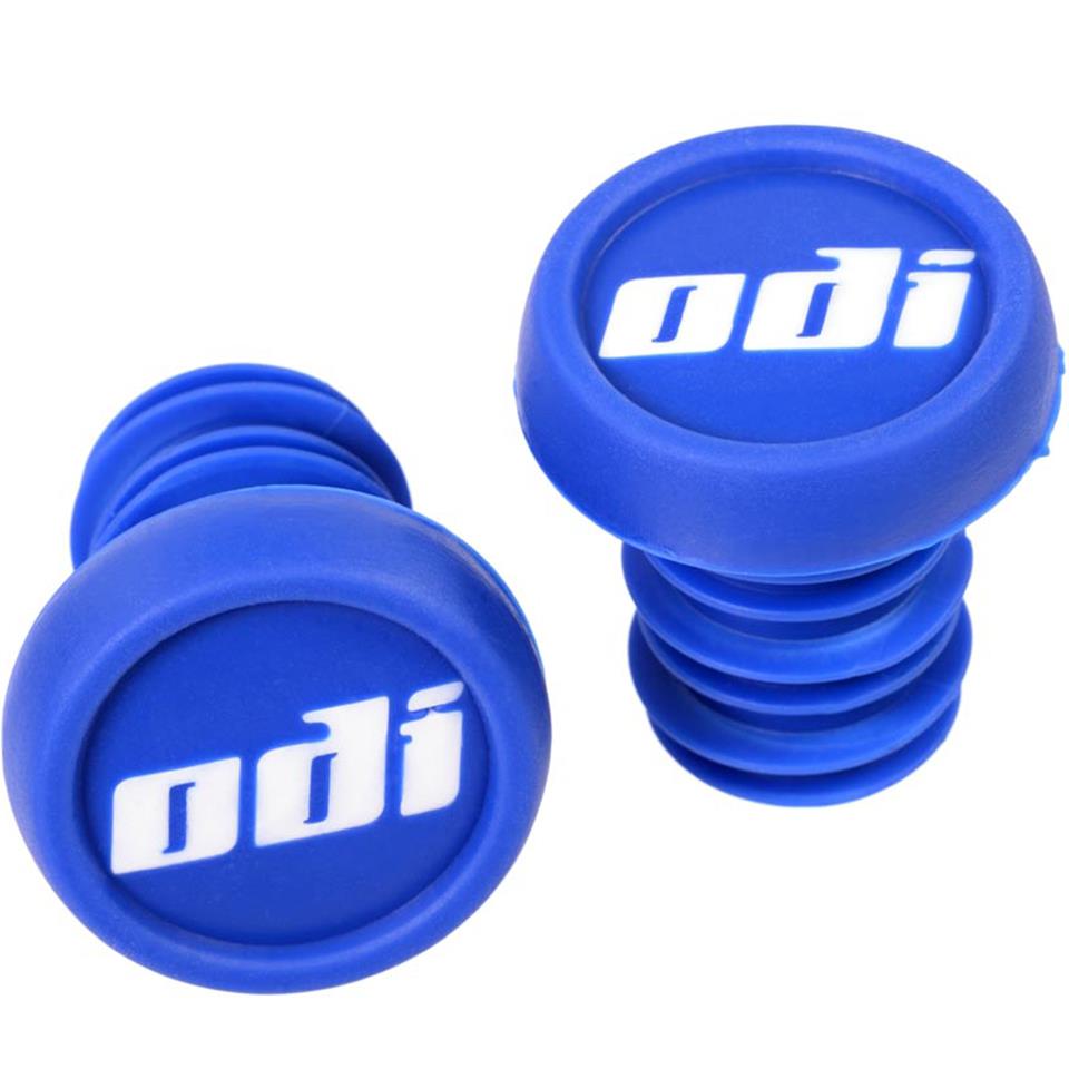 An image of ODI Nylon Push In Plugs Blue BMX Bar Ends