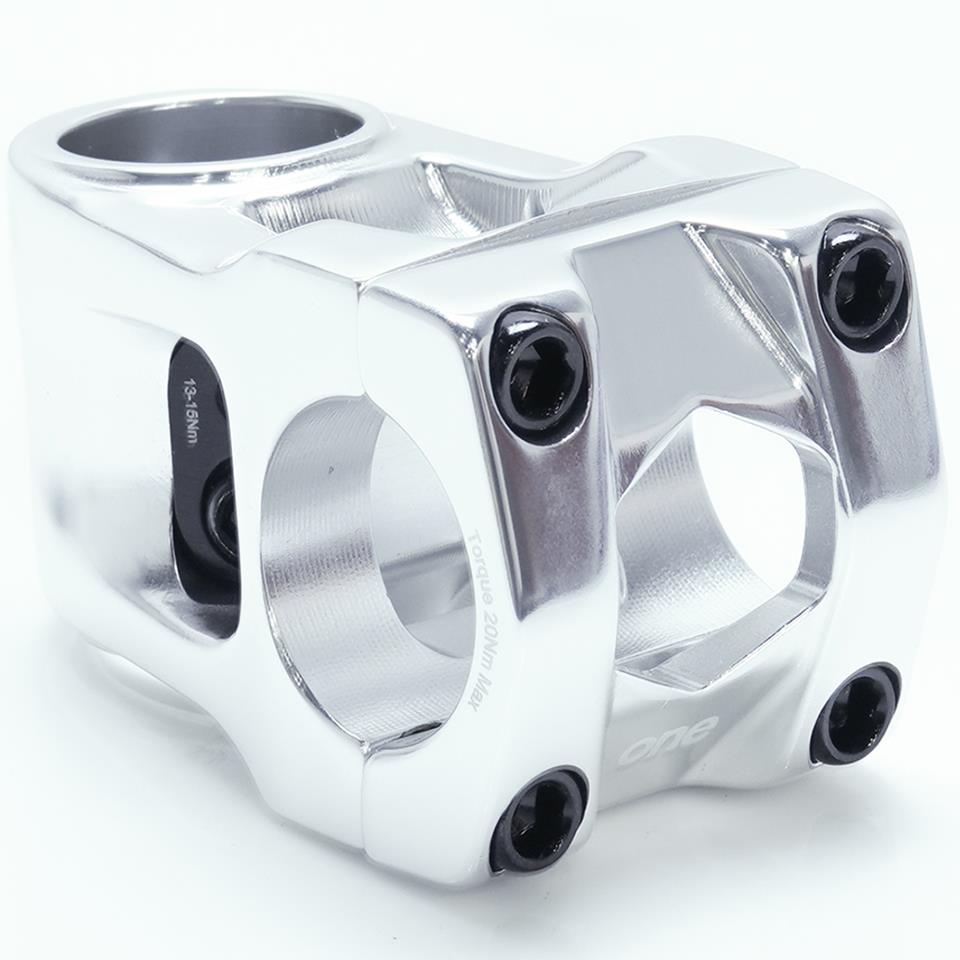 An image of Box One Centre Clamp Race Stem Silver / 53mm BMX Stems