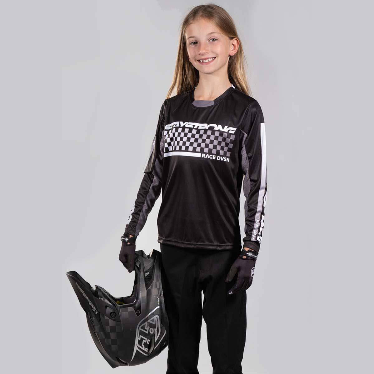 Stay Strong Youth Checker Race Jersey - Black 5-6 years