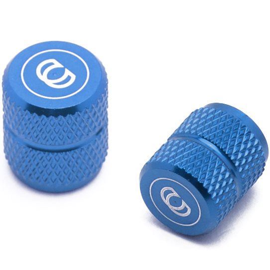 An image of Cinema Valve Caps Blue BMX Valve Caps