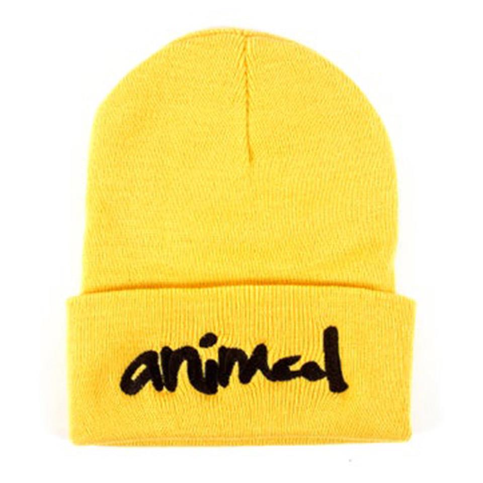 An image of Animal Script Beanie - Gold Caps & Beanies