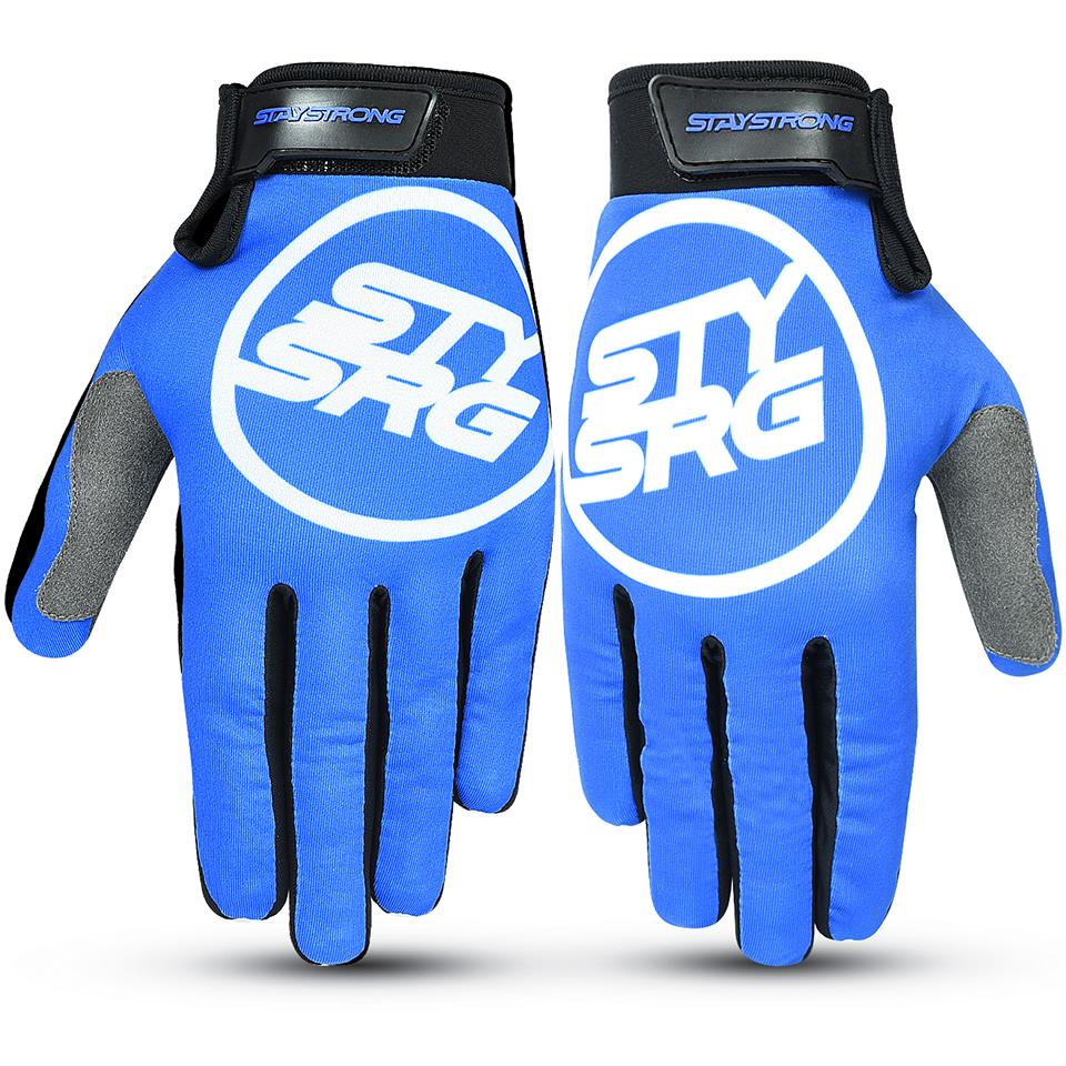 An image of Stay Strong Staple 3 Youth Gloves - Blue Youth X Small BMX Gloves