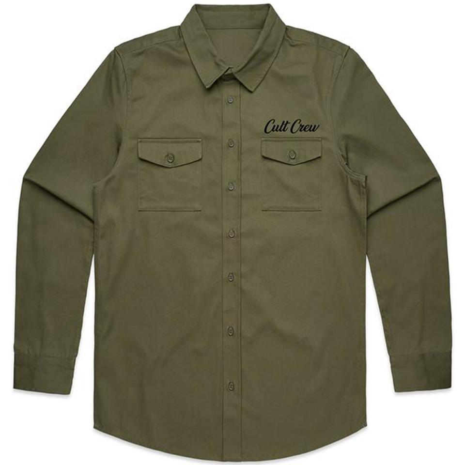 Cult Militant Button Up Shirt - Army Green X Large