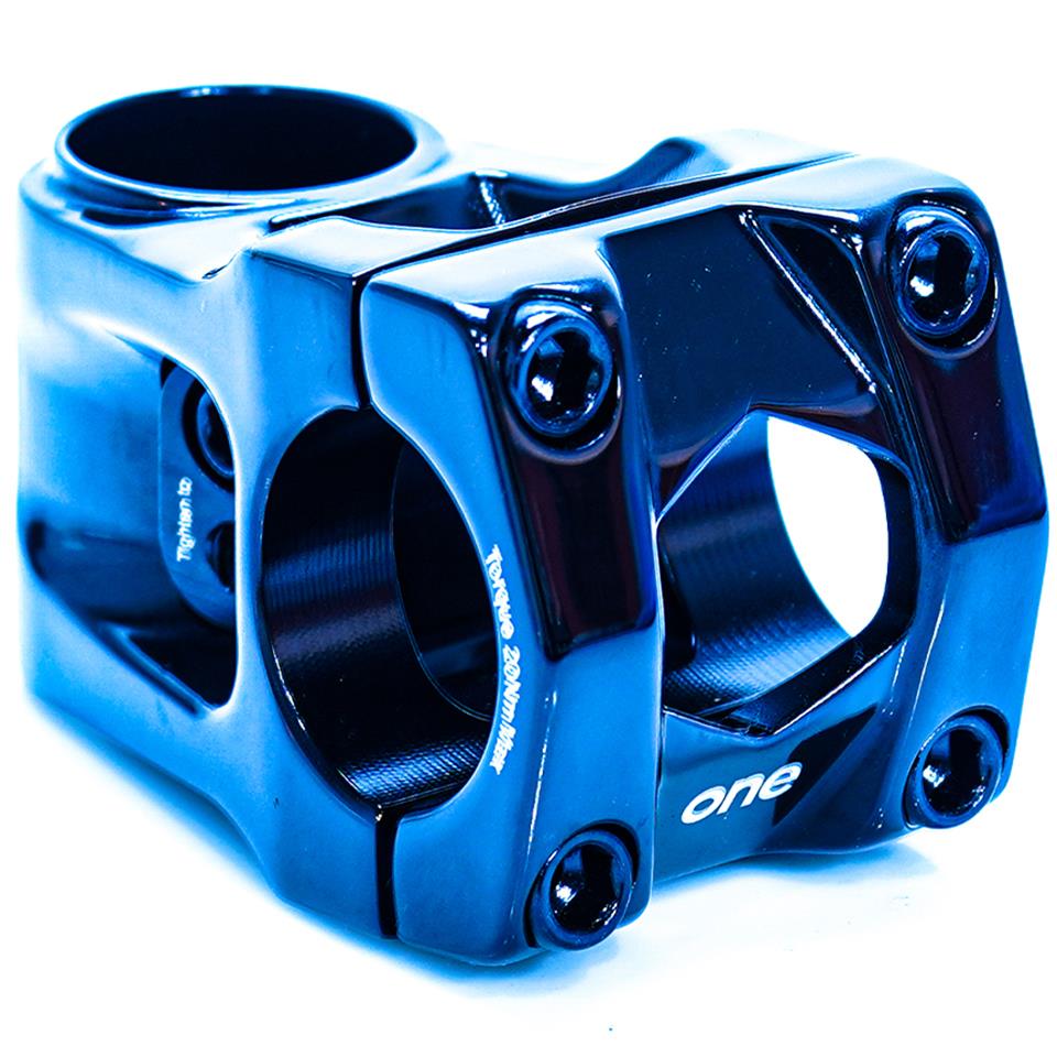 An image of Box One Centre Clamp Race Stem Blue / 53mm BMX Stems