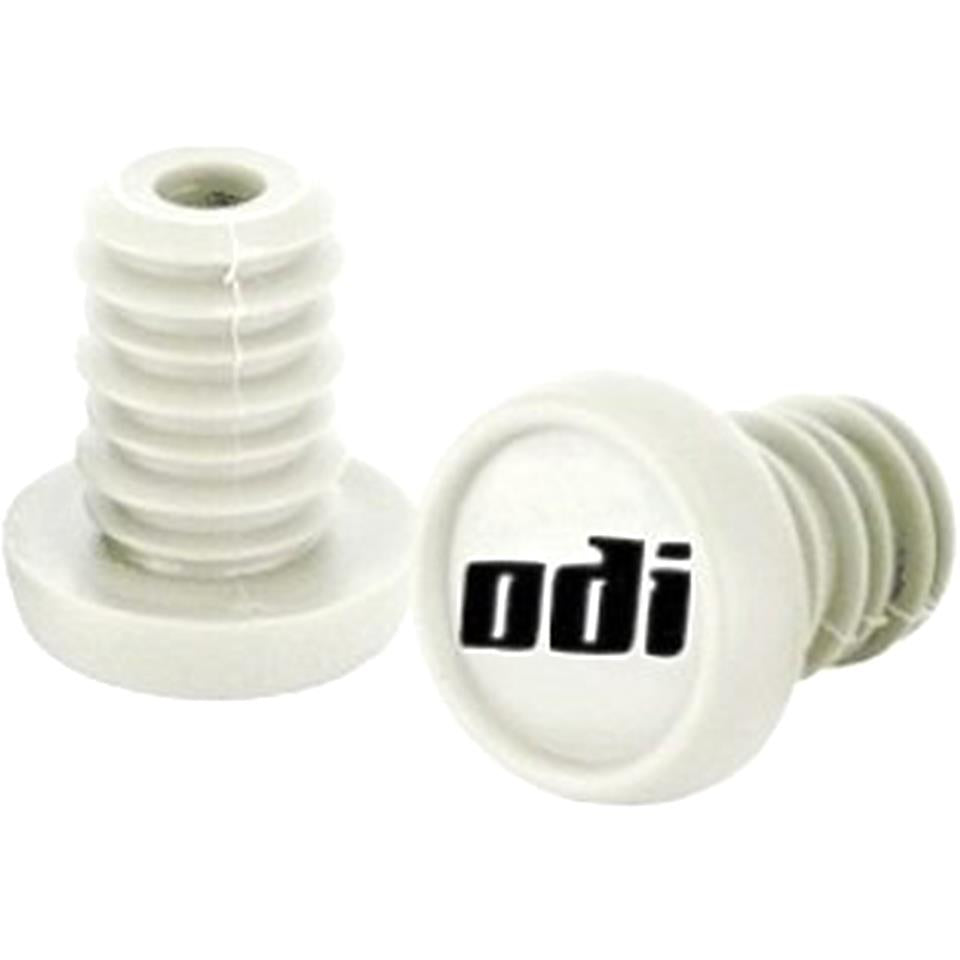 An image of ODI Nylon Push In Plugs White BMX Bar Ends