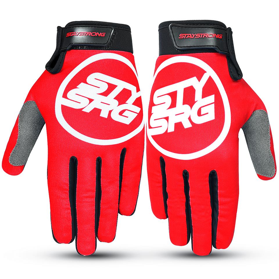 An image of Stay Strong Staple 3 Youth Gloves - Red Youth Medium BMX Gloves