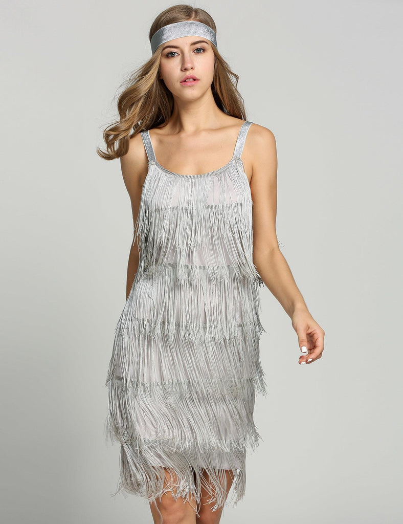 light pink sequin fringe swing dress