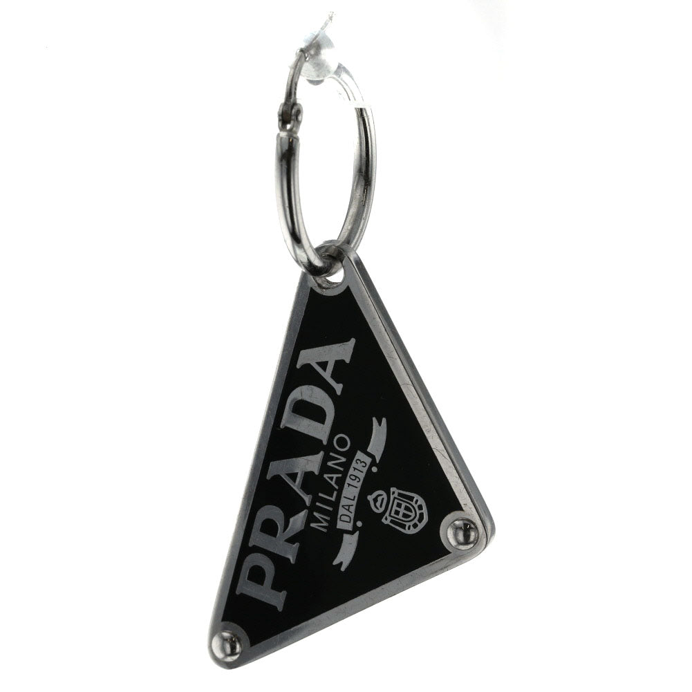 プラダ ピアス SMALTO JEWELS 三角プレート 左耳用 1JO718 2DSP F0002 シルバー925 NERO ブラック レディース  PRADA 【中古】 K20617571 【PD2】